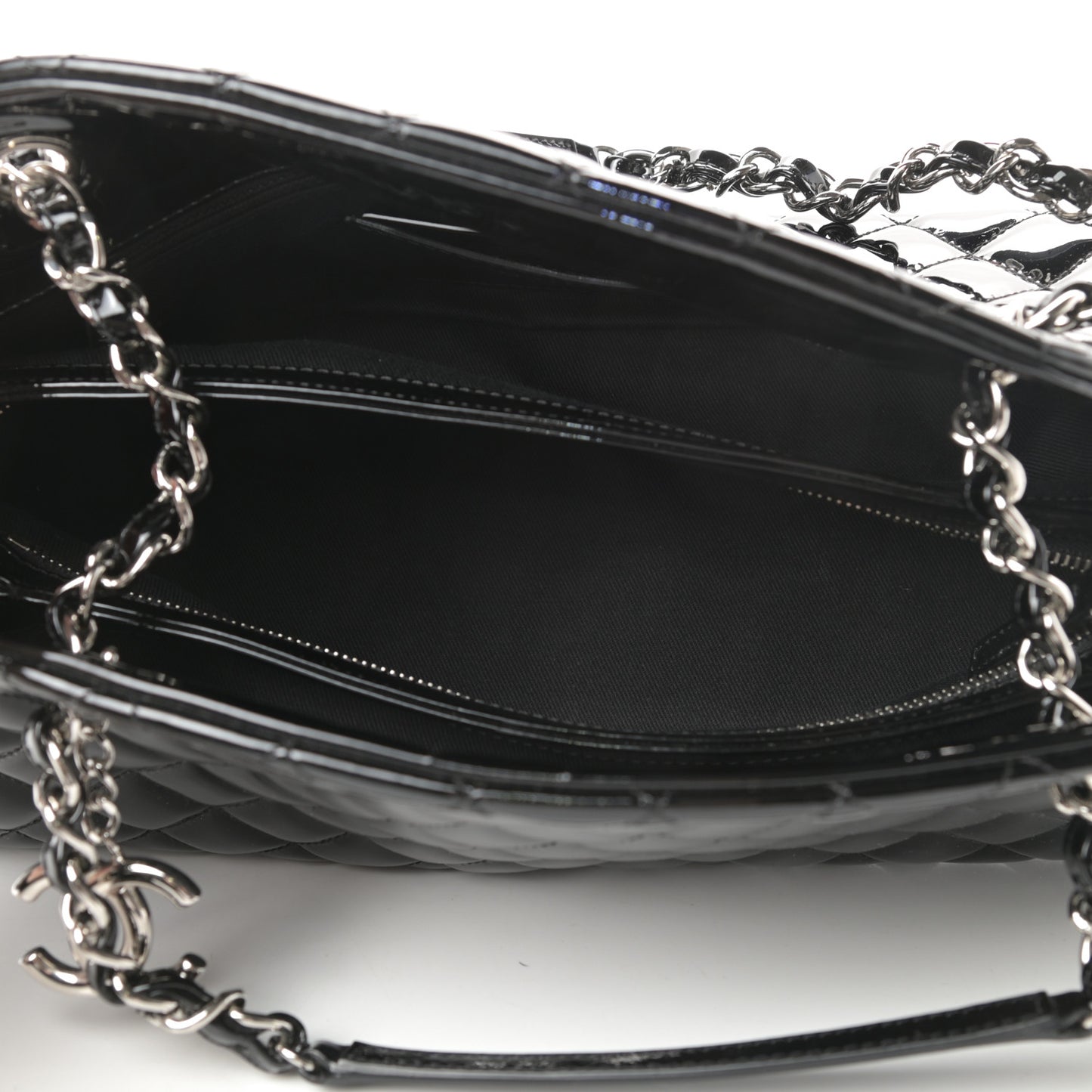 Patent Quilted Medium Just Mademoiselle Bowling Bag Black