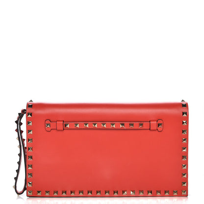 Valentino Garavani Nappa Rockstud Wristlet Clutch Deep Orange 1 of 7