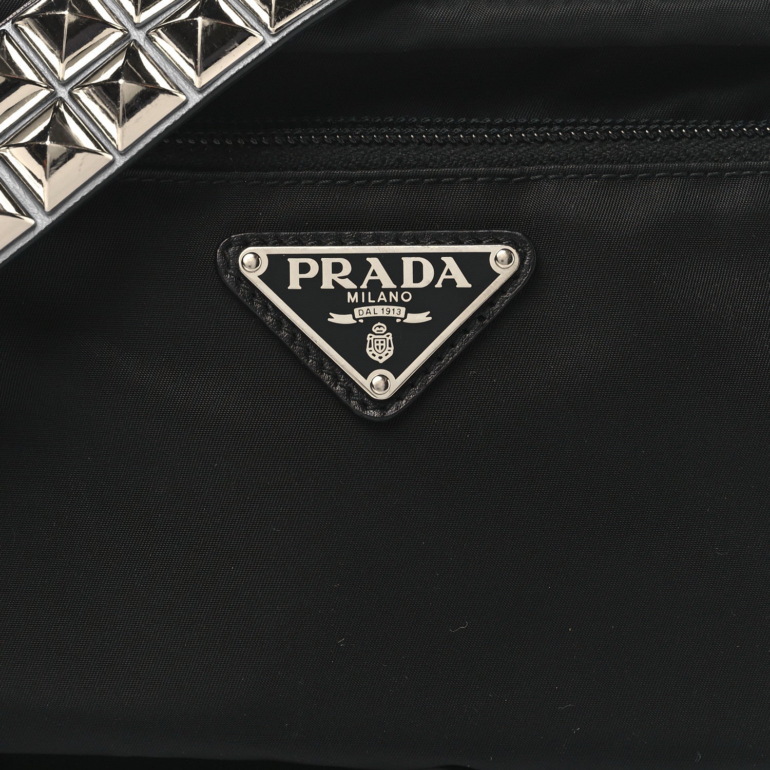 Prada Tessuto Nylon Studded New Vela Shoulder Bag Black Astrale 8 of 10
