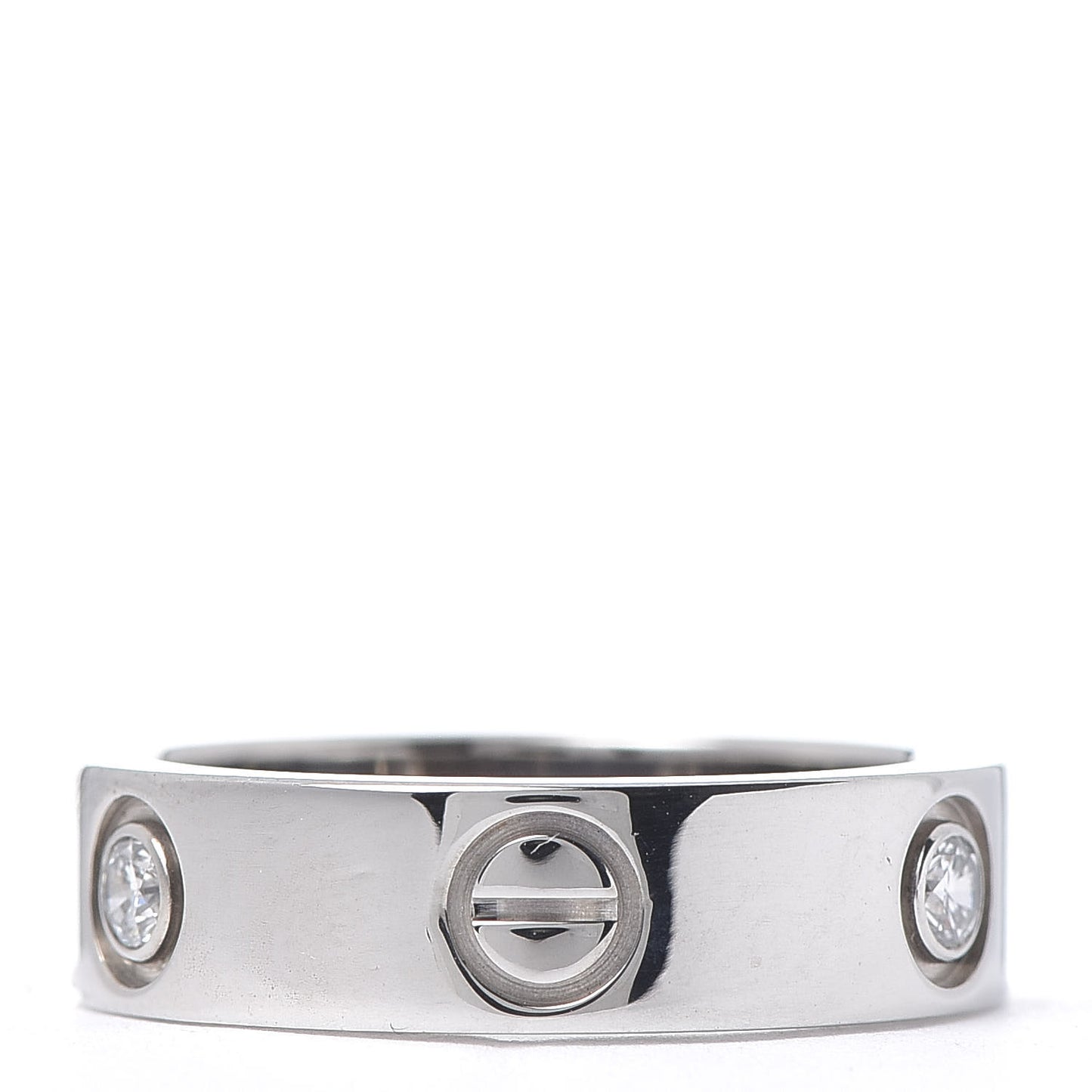 18K White Gold 3 Diamond 5.5mm LOVE Ring 53 6.5