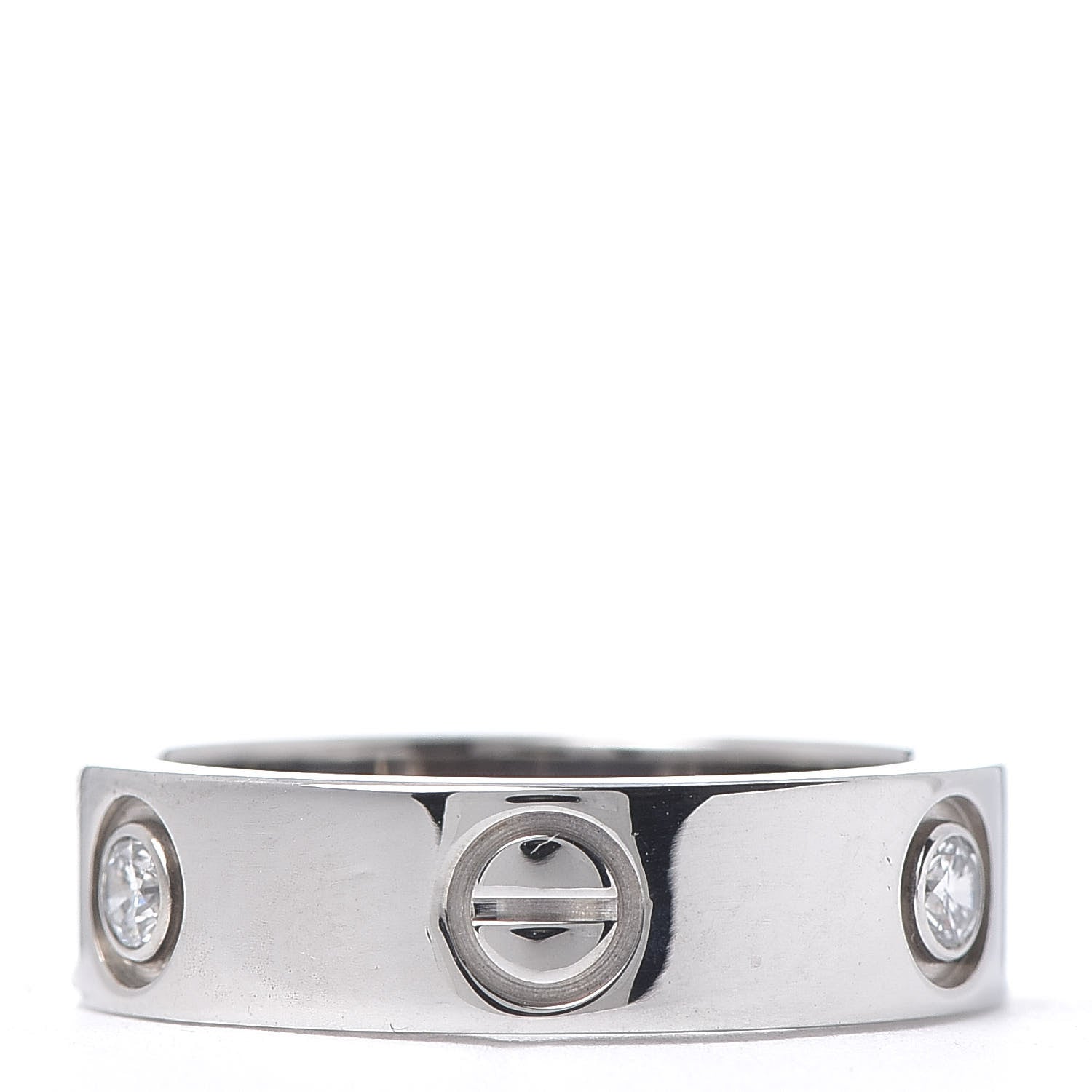 Cartier 18K White Gold 3 Diamond 5.5mm LOVE Ring 53 6.5 3 of 4