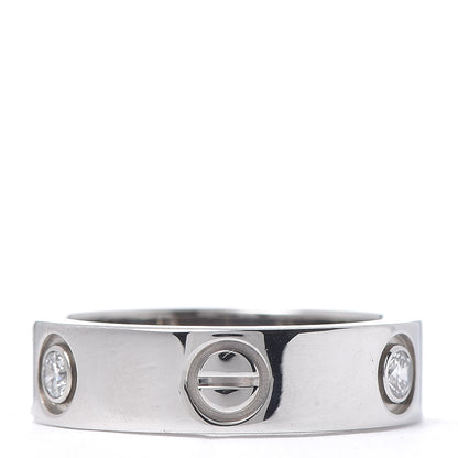 Cartier 18K White Gold 3 Diamond 5.5mm LOVE Ring 53 6.5 3 of 4