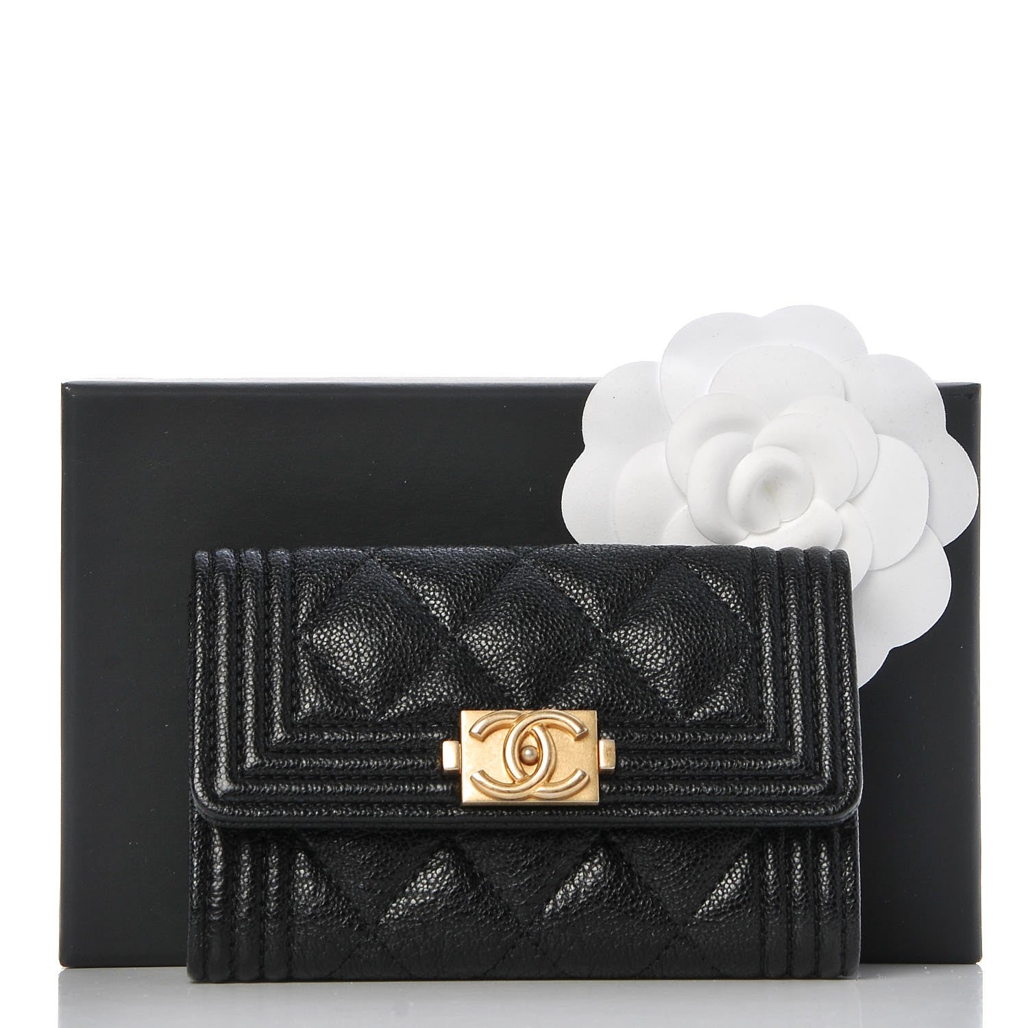 Chanel Caviar Quilted Boy Flap Card Holder Black 9 of 9