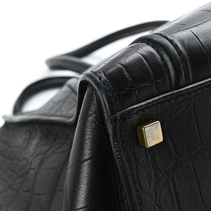 Celine Calfskin Crocodile Embossed Medium Phantom Luggage Black 9 of 10