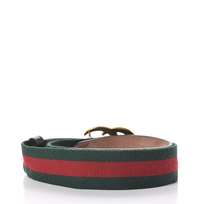 Gucci Nylon Textured Calfskin Double G Web 40mm Belt 70 28 Green Red Dark Cocoa 3 of 6