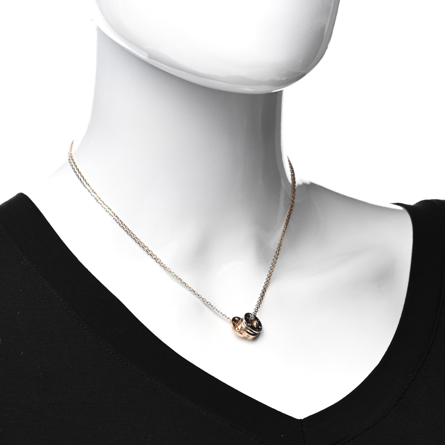 Cartier 18K White Pink Gold Diamond Three Ring LOVE Pendant Necklace 2 of 5