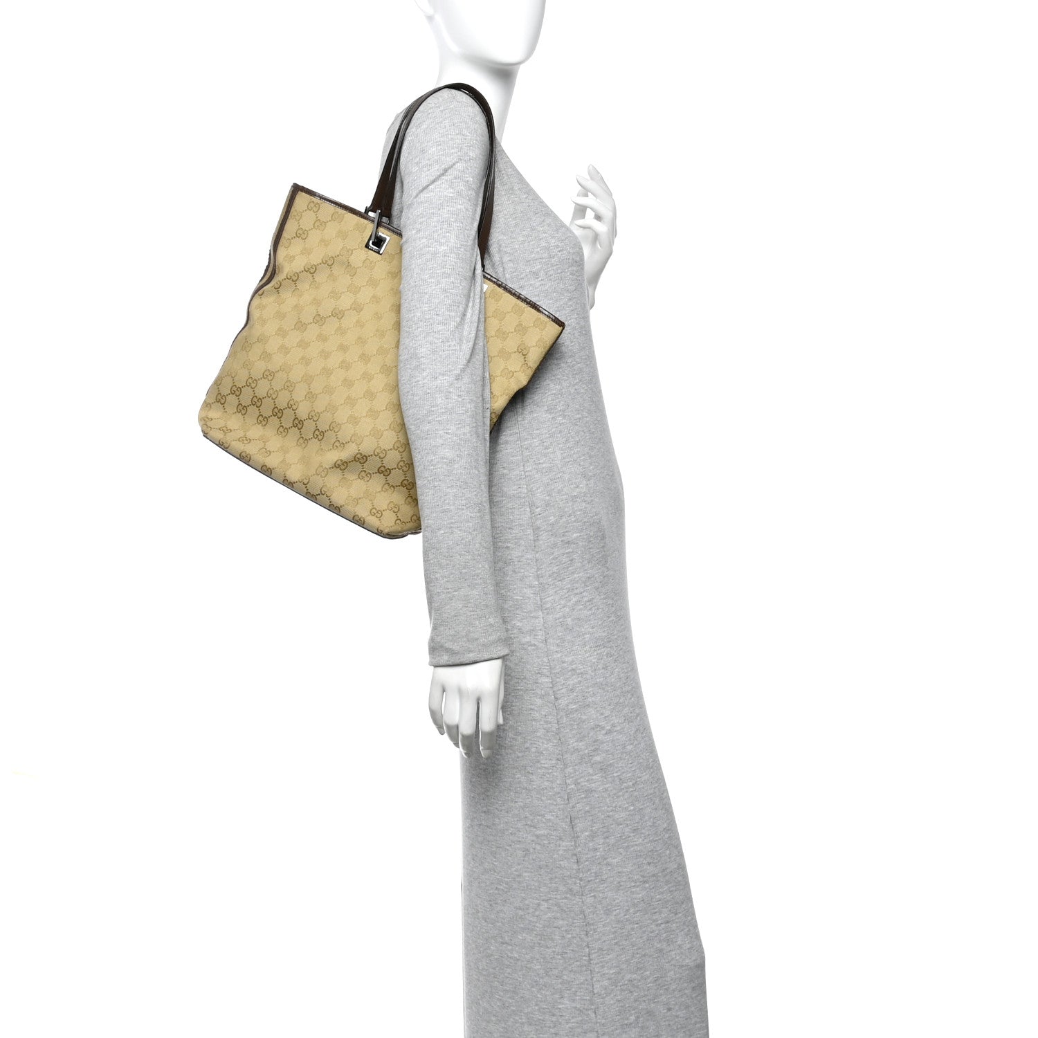 Gucci Monogram Web Large Bucket Tote Brown 2 of 10