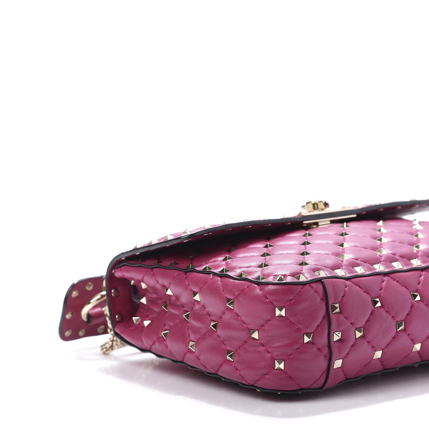 Nappa Medium Rockstud Spike Shoulder Bag Deep Cyclamin