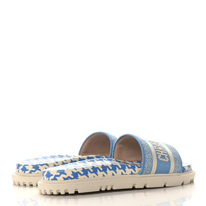 Christian Dior Micro PDP Cotton Houndstooth Embroidered Dway 10mm Slide Sandals 39.5 Cornflower 4 of 9