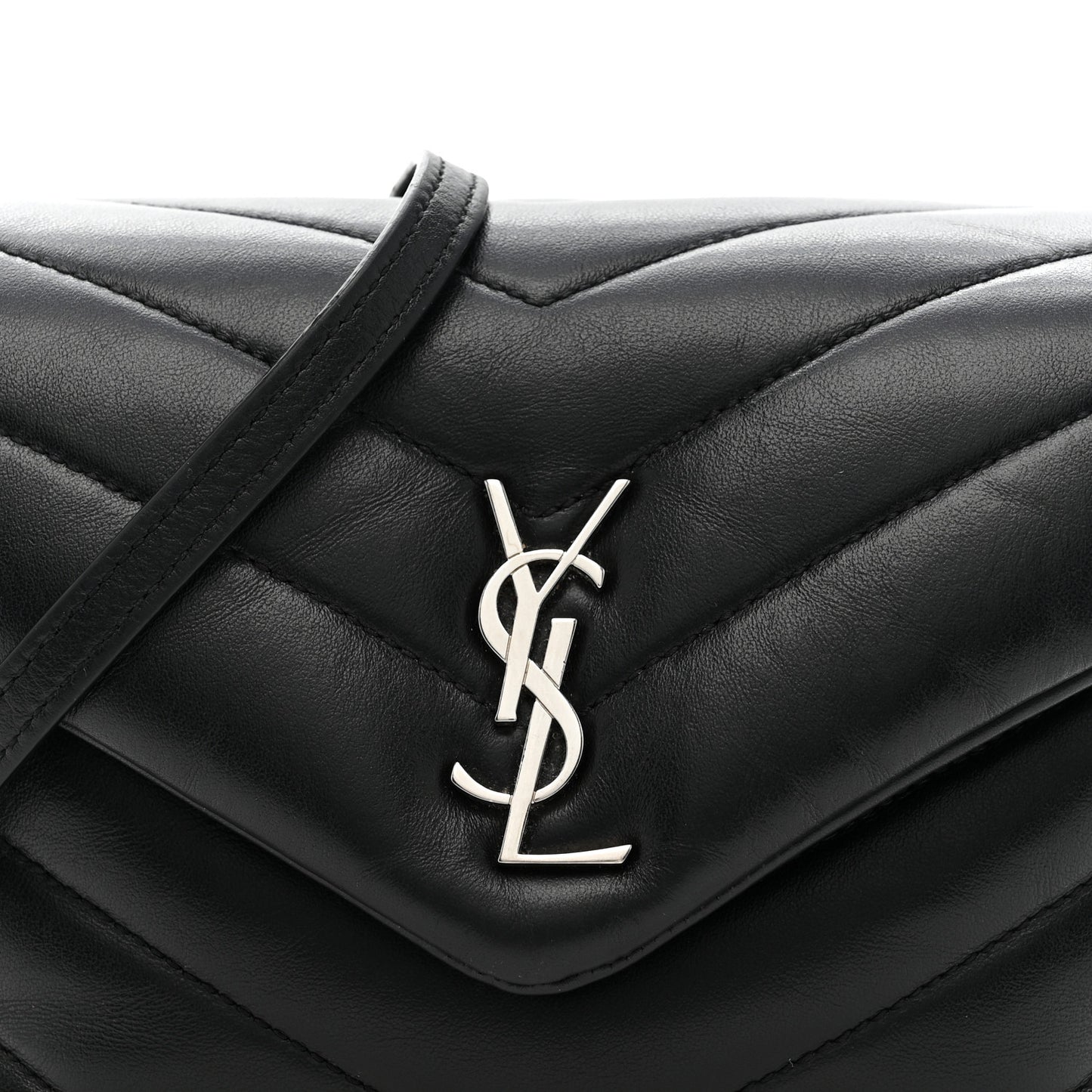 Calfskin Y Quilted Monogram Toy Loulou Crossbody Bag Black
