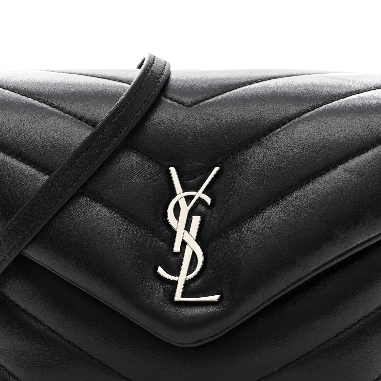 Saint Laurent Calfskin Y Quilted Monogram Toy Loulou Crossbody Bag Black 8 of 15