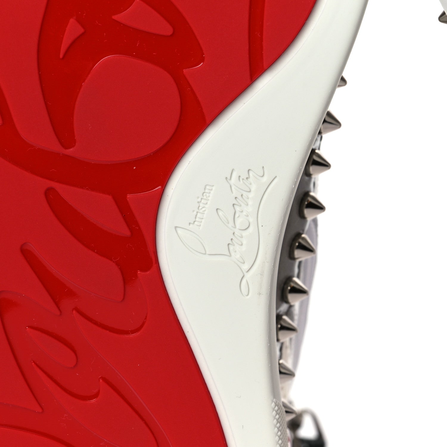 Christian Louboutin Calfskin Perforated Lou Spikes Flat Sneakers 42 White Red 7 of 10