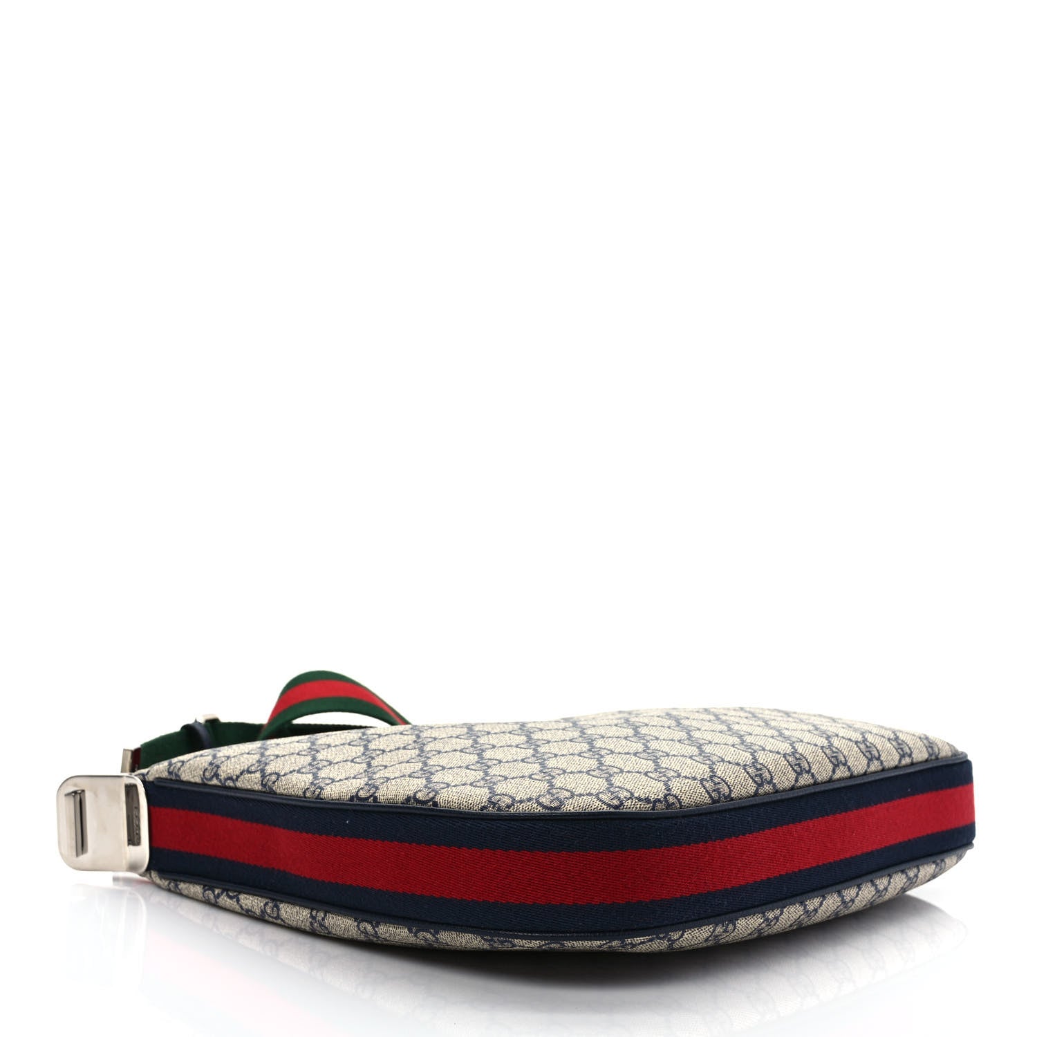 Gucci GG Supreme Monogram Textured Calfskin Web Large Attache Shoulder Bag Beige Blue 4 of 9