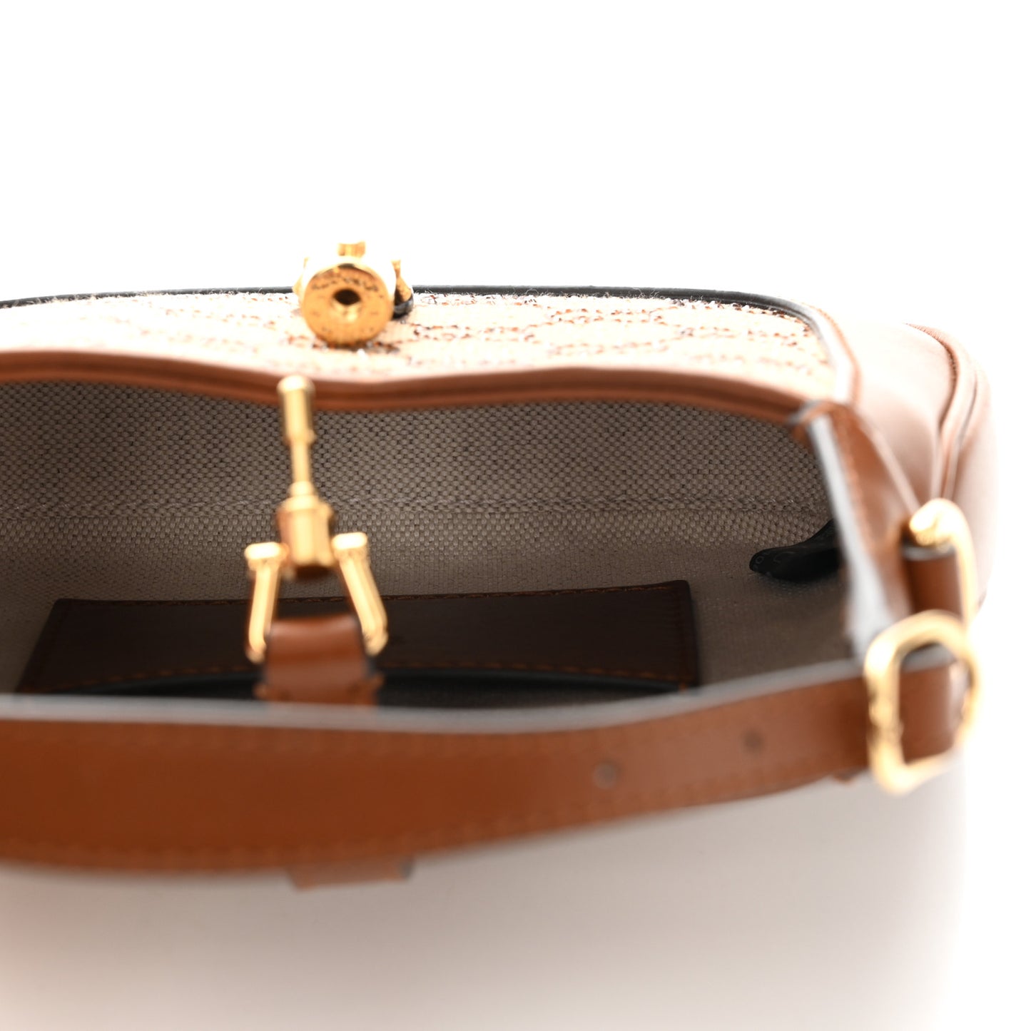 New Canvas Charisma Calfskin Crystal GG Monogram Mini Jackie 1961 Hobo Camel Ebony