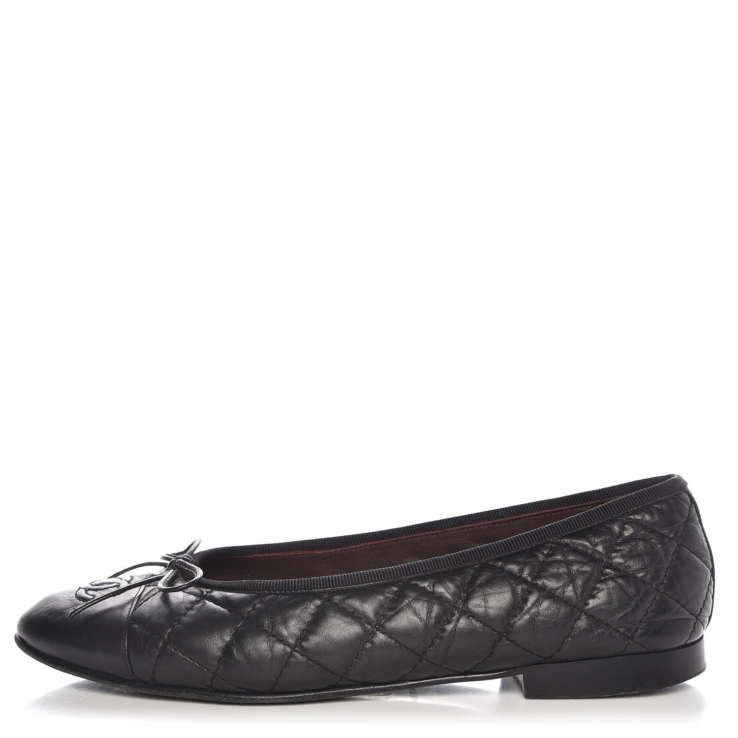 Chanel Aged Calfskin Quilted Cap Toe Ballerina Flats 37 Black 1 of 11