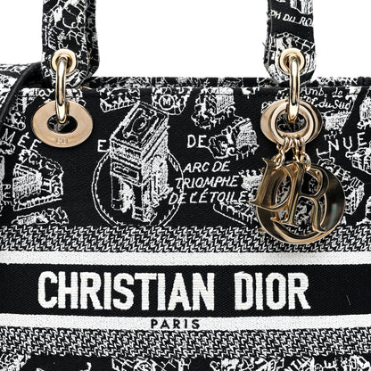 Christian Dior Canvas Embroidered Medium Plan de Paris Lady D-Lite Black White 7 of 9