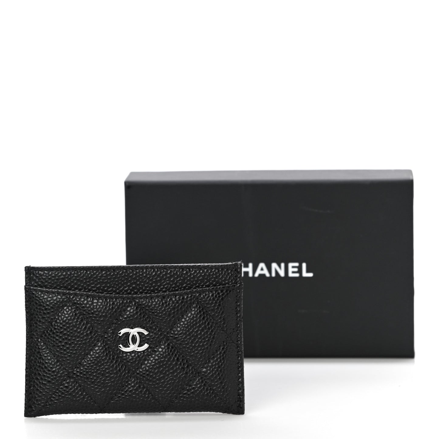 Caviar Quilted Card Holder Black