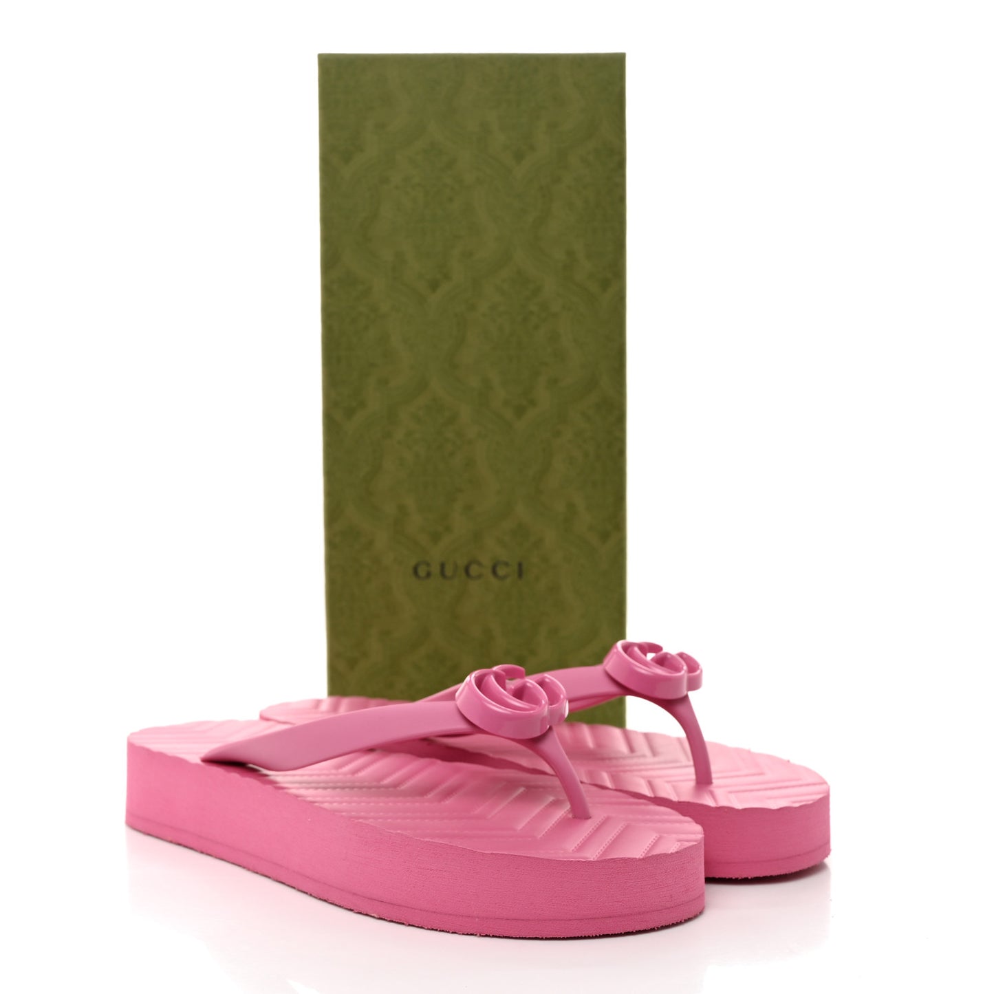 Rubber Chevron Womens GG Thong Sandals 38 Pink Tropical Flower