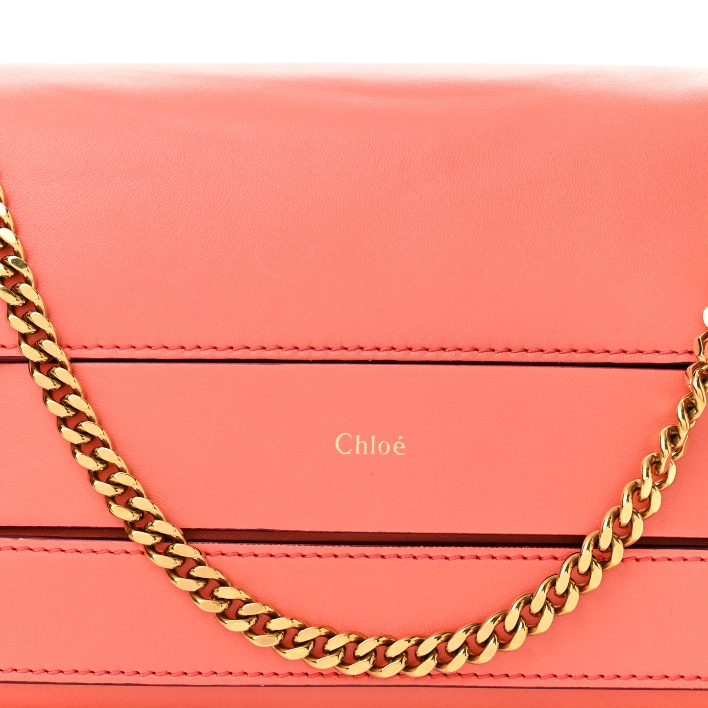 Lambskin Medium Elle Chain Clutch Coral Pop