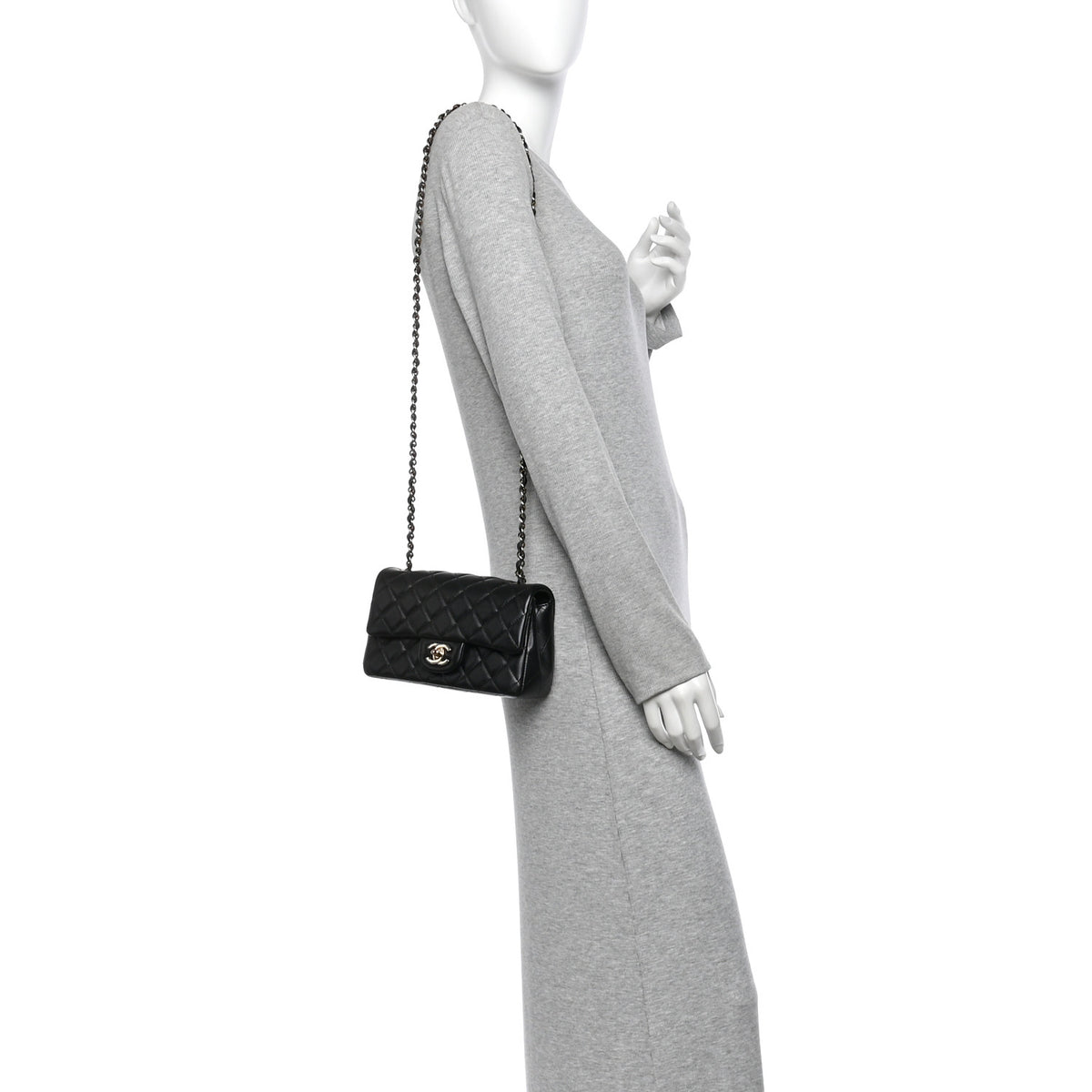 Chanel Lambskin Quilted Mini Rectangular Flap Black 2 of 11