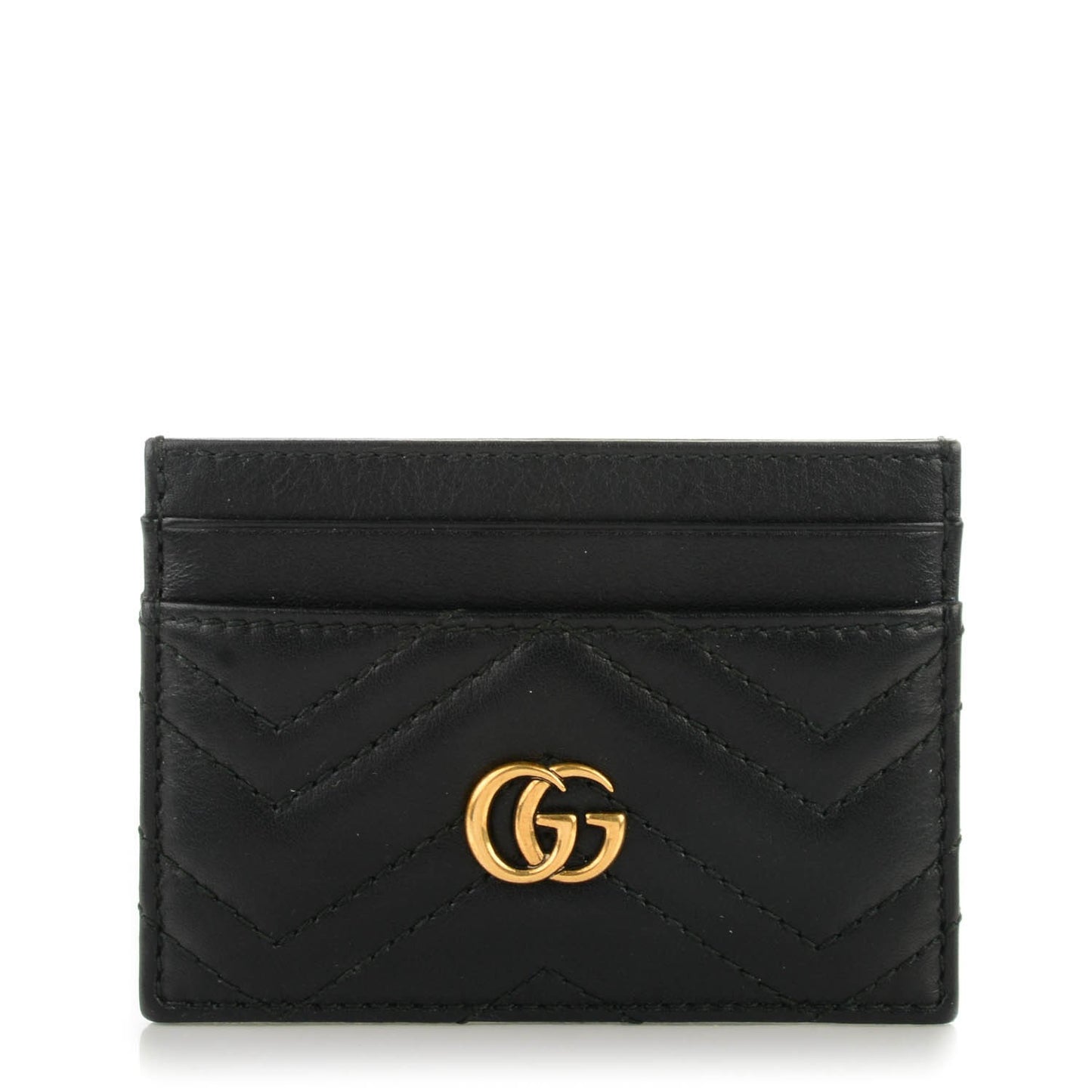 Calfskin Matelasse GG Marmont Card Holder Black