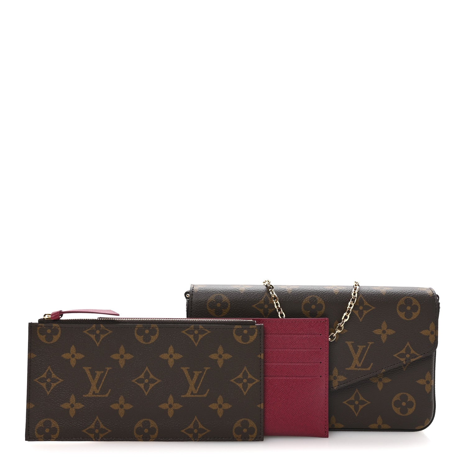 Louis Vuitton Monogram Pochette Felicie Chain Wallet Fuchsia 3 of 11