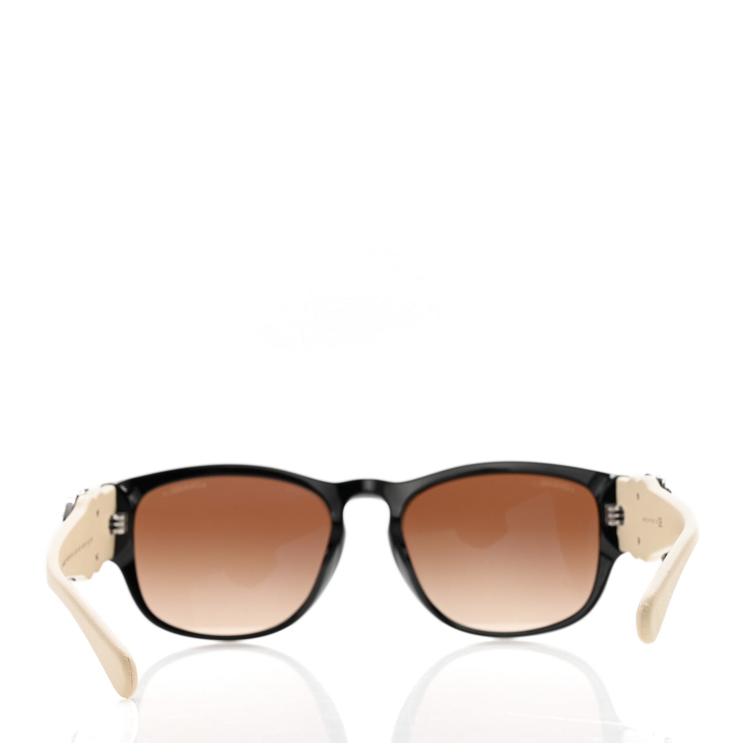 Acetate Lambskin Crystal Baguette Chain CC Sunglasses 5454-Q-B Black Beige