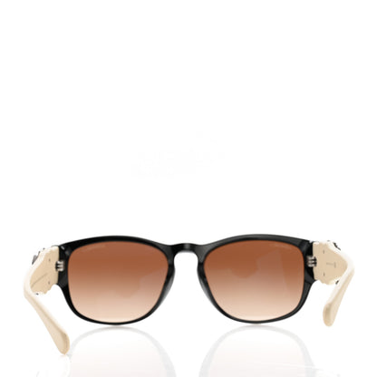 Chanel Acetate Lambskin Crystal Baguette Chain CC Sunglasses 5454-Q-B Black Beige 8 of 9