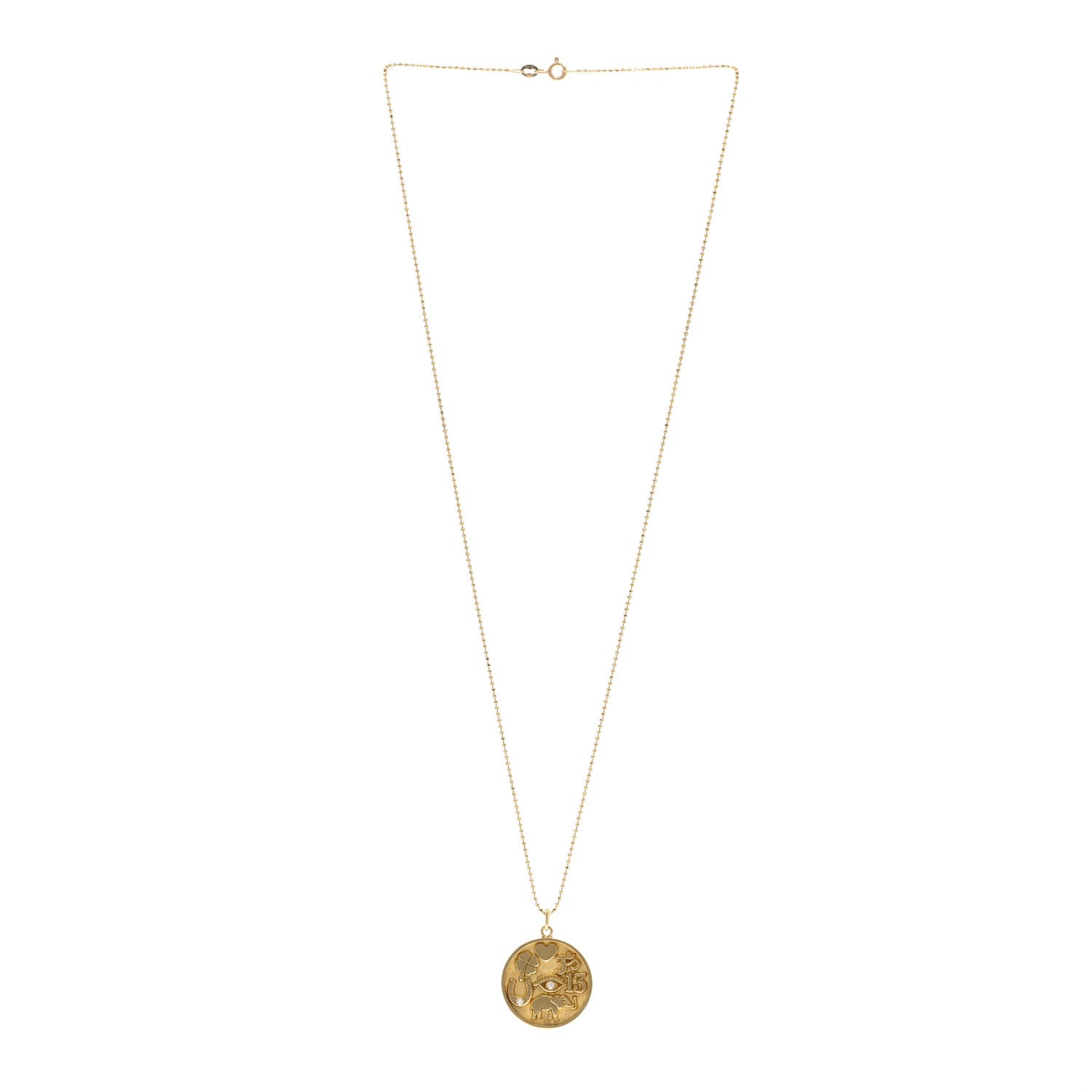 Jennifer Meyer 18K Yellow Gold Diamond Good Luck Pendant Necklace 3 of 4