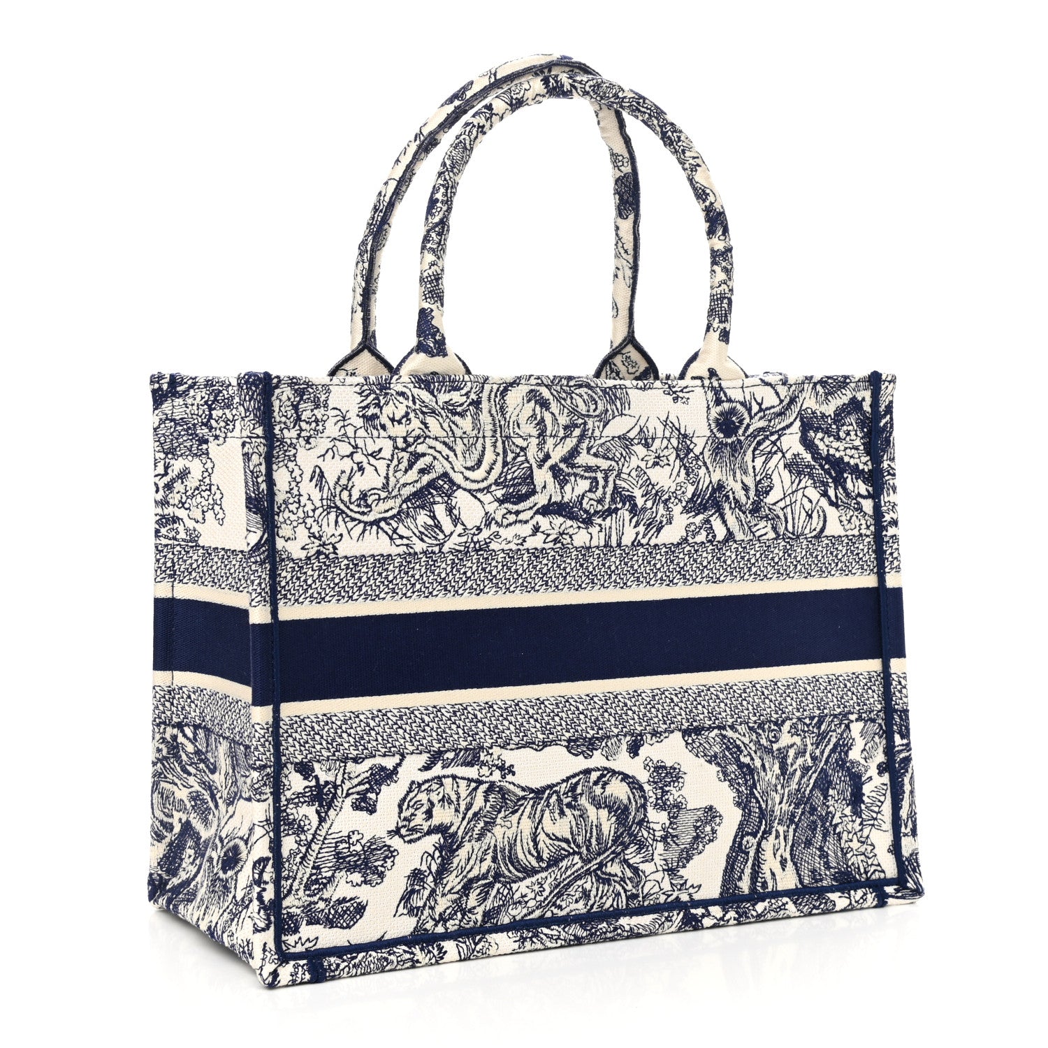 Christian Dior Canvas Embroidered Medium Dioriviera Toile De Jouy Book Tote Blue 2 of 10