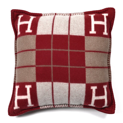 Hermes Wool Cashmere Avalon III Pillow PM Ecru Rouge 2 of 3