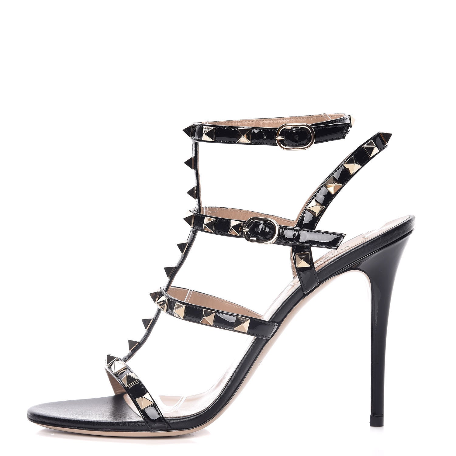 Valentino Garavani Patent Rockstud Gladiator 105mm Sandals 40 Black 1 of 8