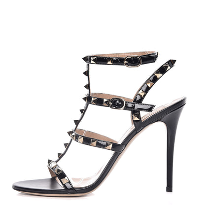 Valentino Garavani Patent Rockstud Gladiator 105mm Sandals 40 Black 1 of 8