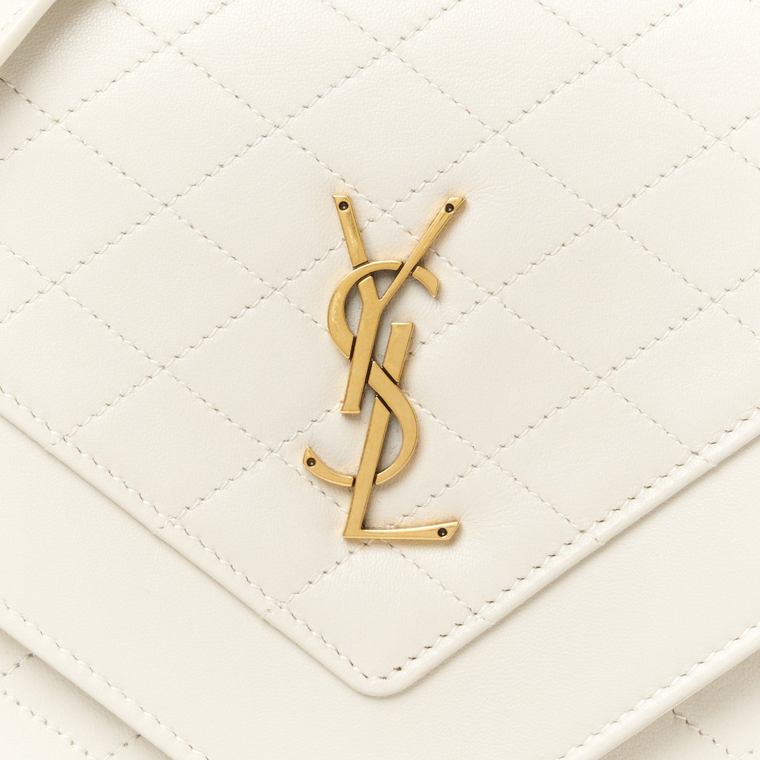 Saint Laurent Lambskin Quilted Medium Monogram Shoulder Bag Crema Soft 10 of 12