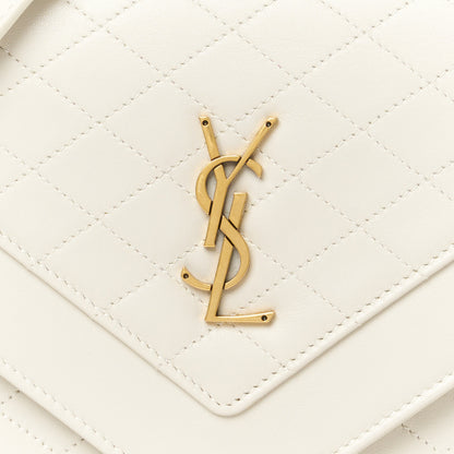 Saint Laurent Lambskin Quilted Medium Monogram Shoulder Bag Crema Soft 10 of 12