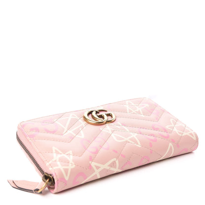 Gucci Calfskin Matelasse GucciGhost GG Marmont Zip Around Wallet Perfect Pink Rosa Ivory 4 of 11