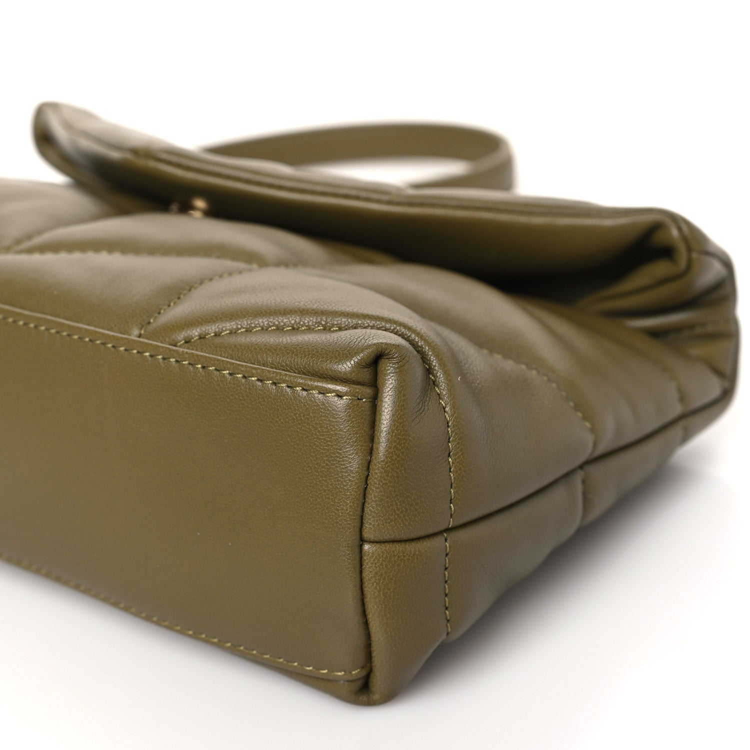 Saint Laurent Lambskin Quilted Toy Loulou Puffer Monogram Chain Satchel Hazel Green 8 of 9