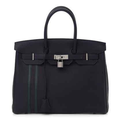 Hermes Togo Swift Officier Birkin 35 Bleu Nuit Vert Cypress 1 of 12