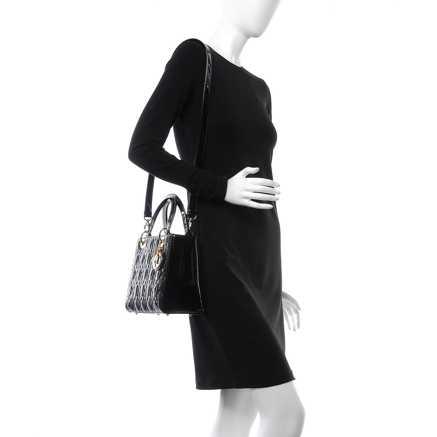 Patent Cannage Medium Lady Dior Black