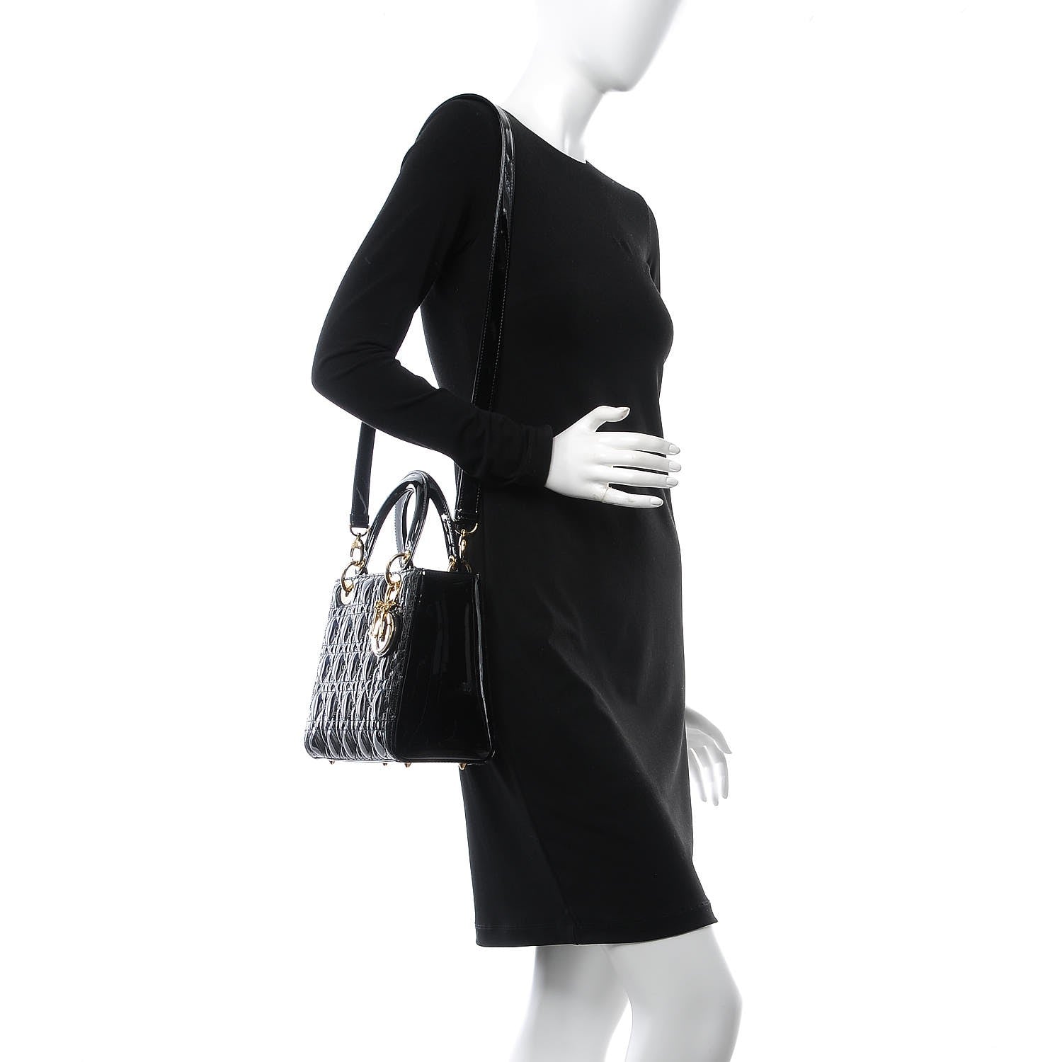 Christian Dior Patent Cannage Medium Lady Dior Black 2 of 8