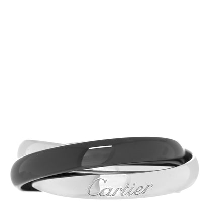 Cartier 18K White Gold Black Ceramic Trinity Ring 60 9 1 of 5
