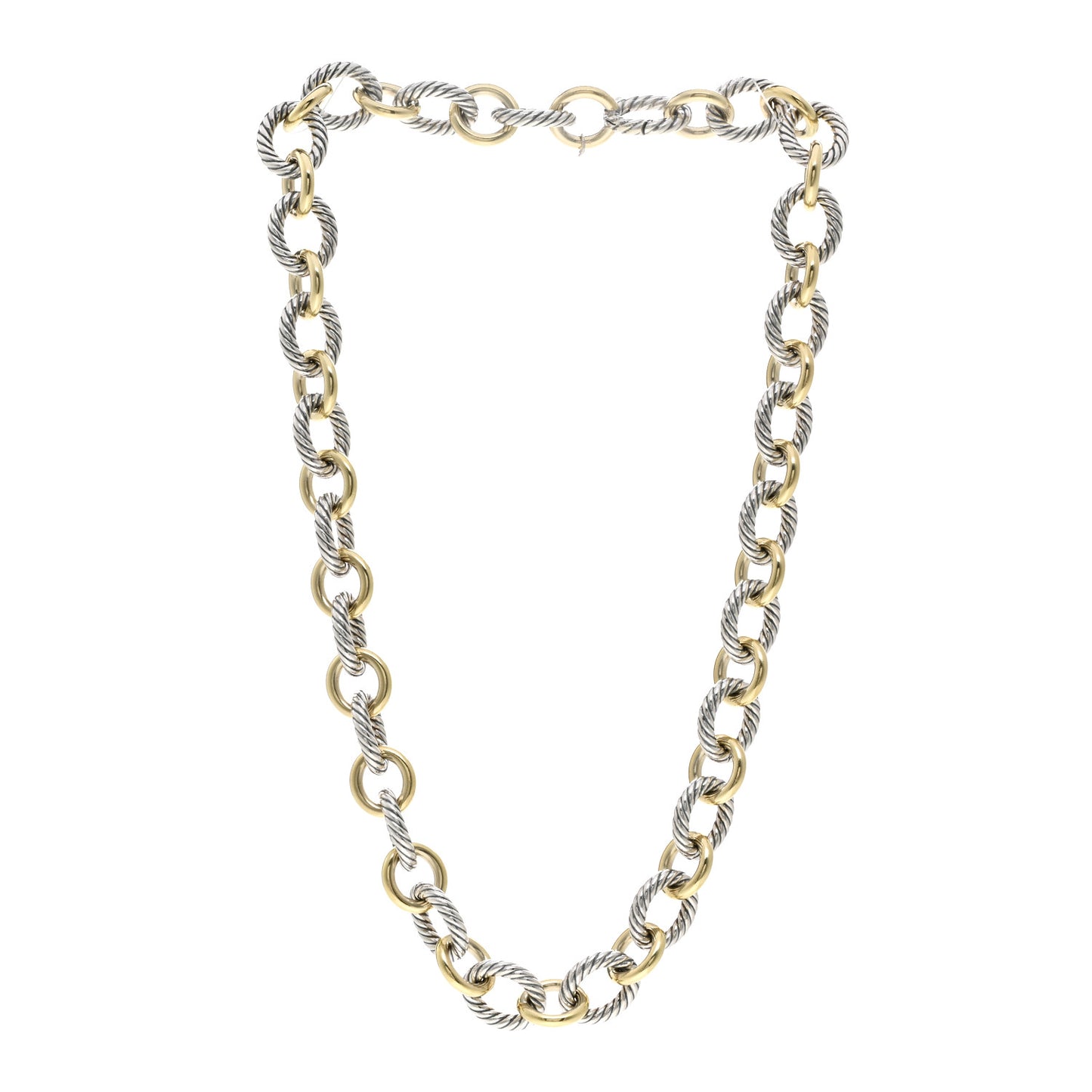 Sterling Silver 18K Yellow Gold 12mm Large Oval Link Necklace