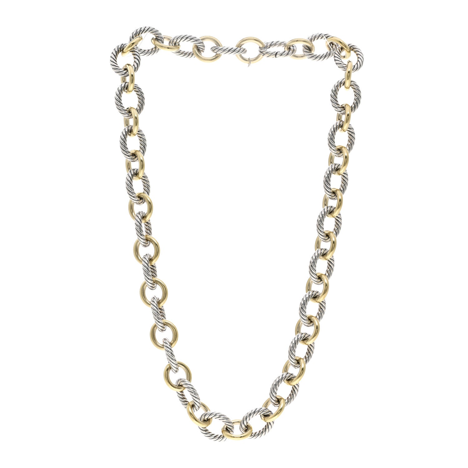 David Yurman Sterling Silver 18K Yellow Gold 12mm Large Oval Link Necklace 3 of 3