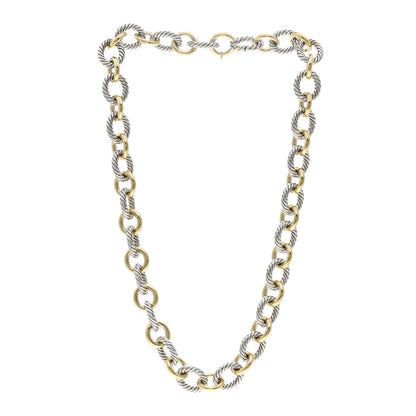David Yurman Sterling Silver 18K Yellow Gold 12mm Large Oval Link Necklace 3 of 3