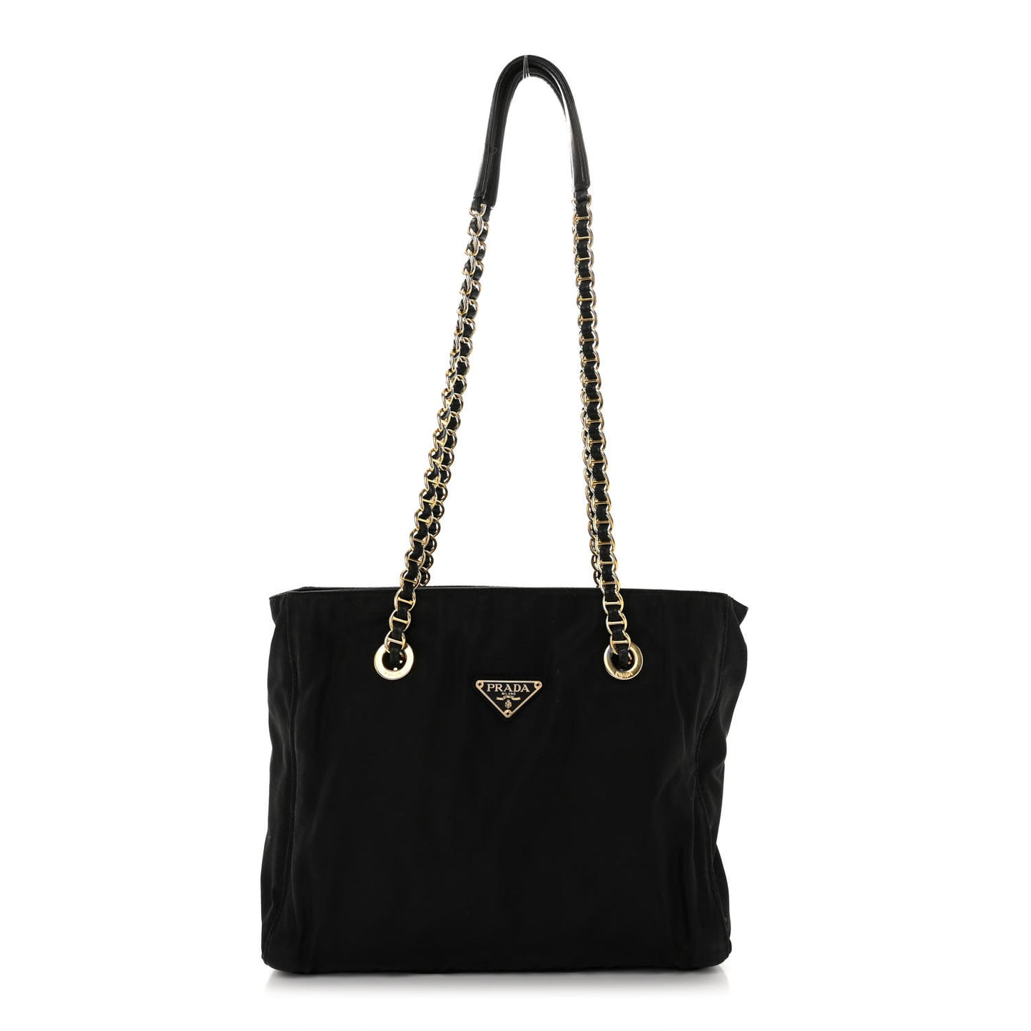 Tessuto Nylon Chain Shoulder Bag Black