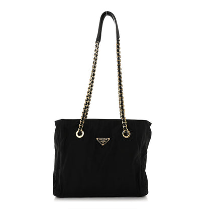 Prada Tessuto Nylon Chain Shoulder Bag Black 1 of 14