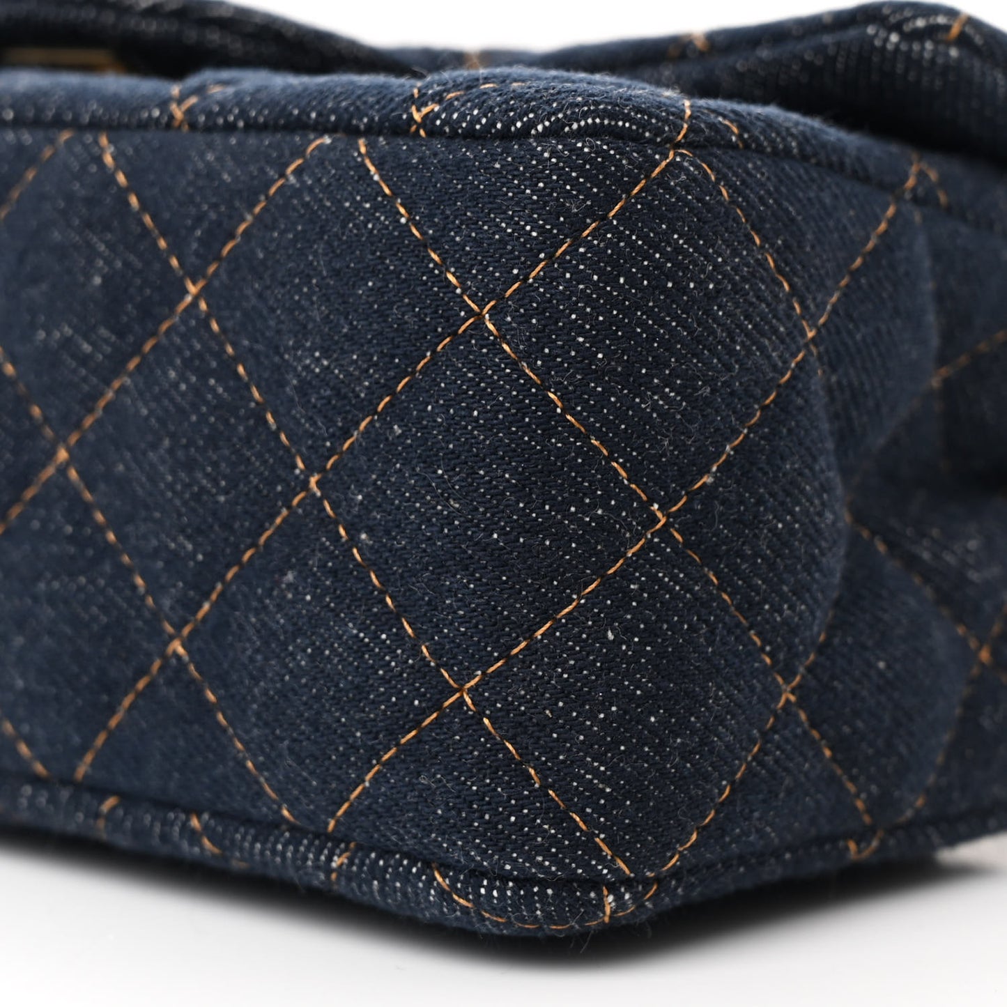Denim Quilted Mini Rectangular Flap Dark Blue