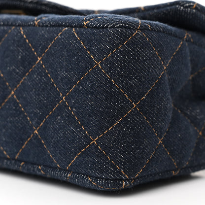 Chanel Denim Quilted Mini Rectangular Flap Dark Blue 10 of 11