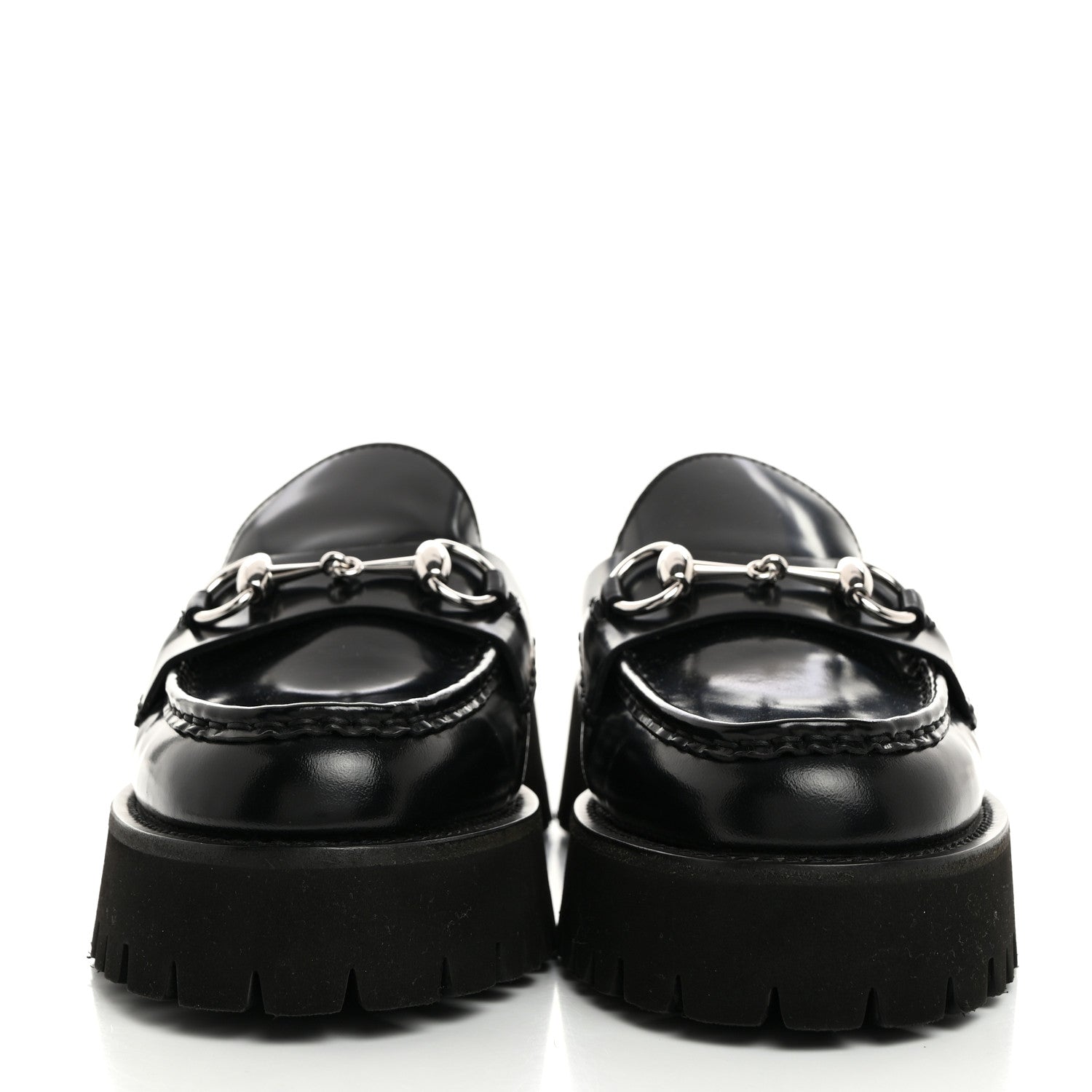 Gucci Magnum Calfskin Womens Horsebit Platform Mules 38 Black 2 of 10