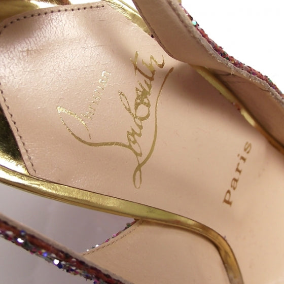 Christian Louboutin Glitter Numero Prive Peep Toe Gold 39 7 of 7
